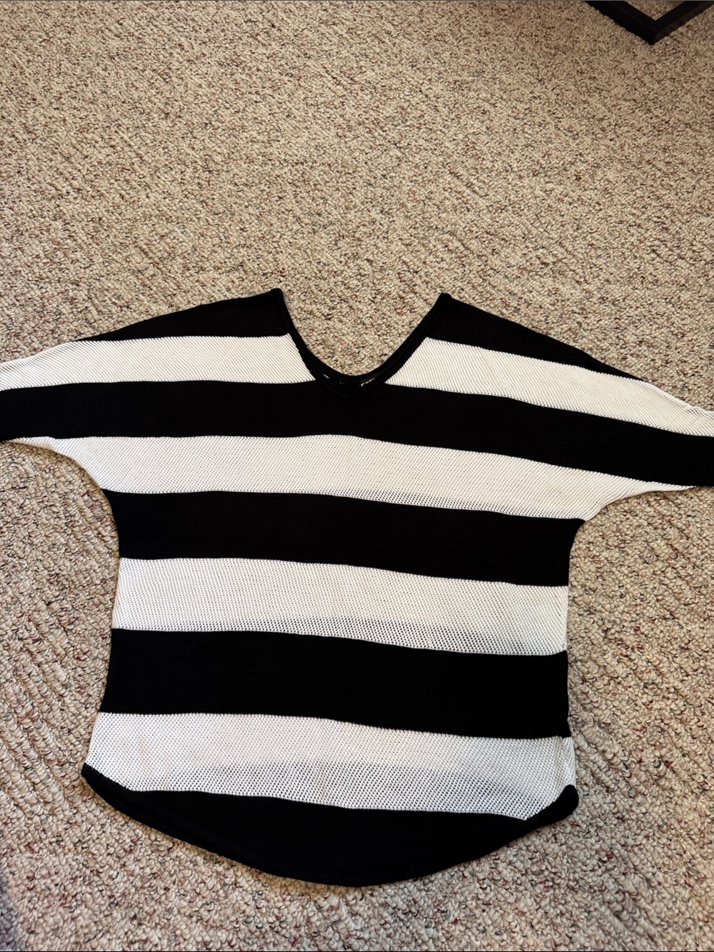 Express Black Contrast Stitch Knit Top